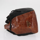 PRADA Shoulder Bag Nylon Leather Black Gold Auth ka1434-4