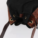 PRADA Shoulder Bag Nylon Leather Black Gold Auth ka1434-6