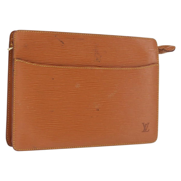 LOUIS VUITTON Epi Pochette Homme Bag Brown Zipangu Gold M52528 LV Auth ka1437