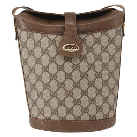 GUCCI GG Supreme Shoulder Bag PVC Beige Gold Auth ka1439