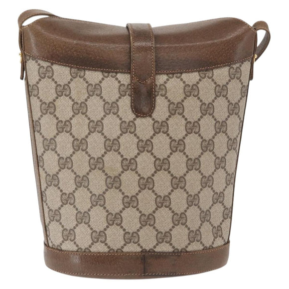 GUCCI GG Supreme Shoulder Bag PVC Beige Gold Auth ka1439