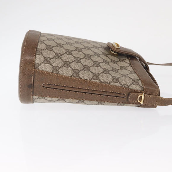 GUCCI GG Supreme Shoulder Bag PVC Beige Gold Auth ka1439