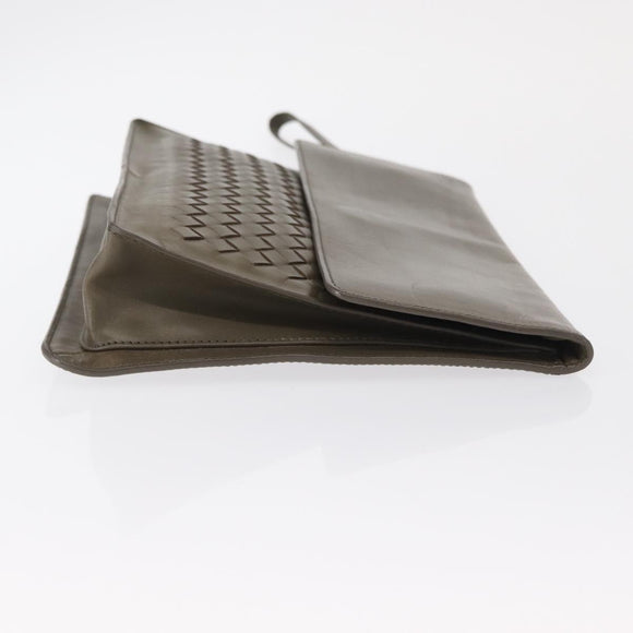 BOTTEGA VENETA INTRECCIATO Clutch Bag Leather Beige Auth ka1441