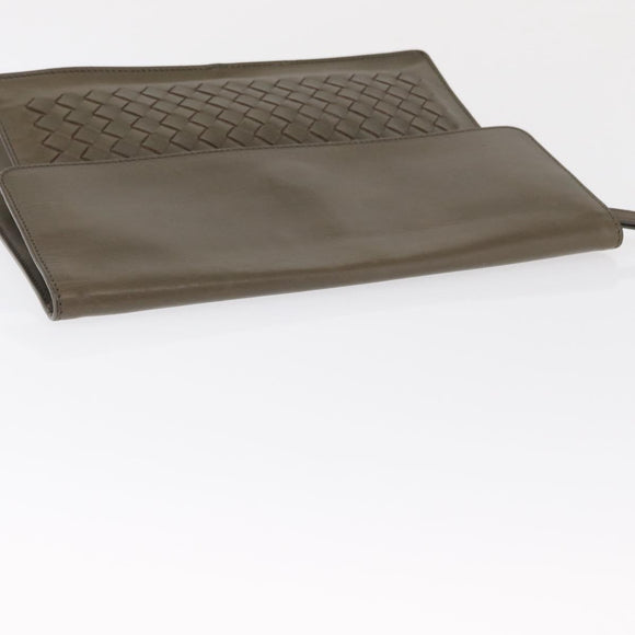 BOTTEGA VENETA INTRECCIATO Clutch Bag Leather Beige Auth ka1441