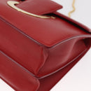 Salvatore Ferragamo Chain Shoulder Bag Leather Red Gold Auth ka1446-11