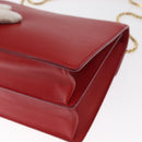 Salvatore Ferragamo Chain Shoulder Bag Leather Red Gold Auth ka1446-13