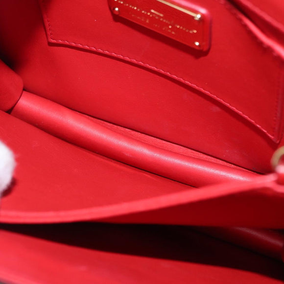 Salvatore Ferragamo Chain Shoulder Bag Leather Red Gold Auth ka1446