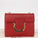 Salvatore Ferragamo Chain Shoulder Bag Leather Red Gold Auth ka1446-25