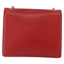 Salvatore Ferragamo Chain Shoulder Bag Leather Red Gold Auth ka1446-3