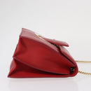 Salvatore Ferragamo Chain Shoulder Bag Leather Red Gold Auth ka1446-4