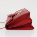 Salvatore Ferragamo Chain Shoulder Bag Leather Red Gold Auth ka1446-5
