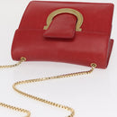 Salvatore Ferragamo Chain Shoulder Bag Leather Red Gold Auth ka1446-6