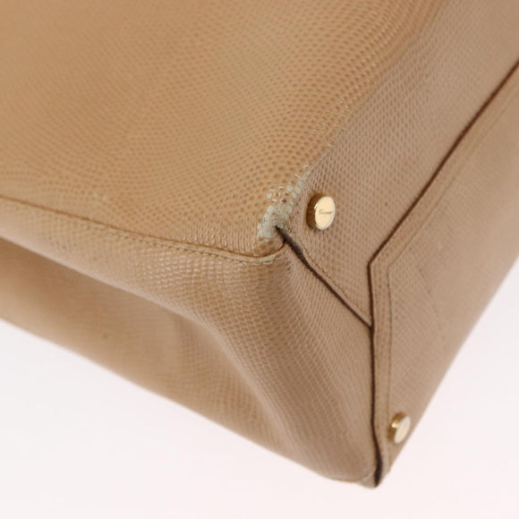 Salvatore Ferragamo Vala Tote Bag Leather Beige Gold Auth ka1447