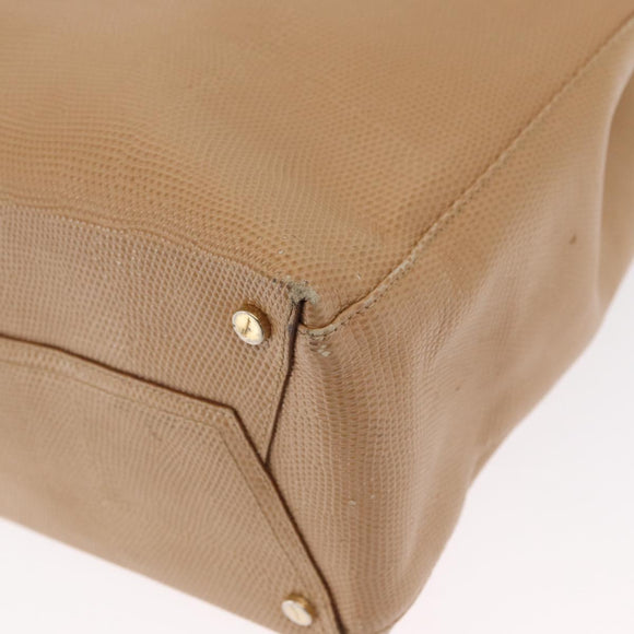 Salvatore Ferragamo Vala Tote Bag Leather Beige Gold Auth ka1447
