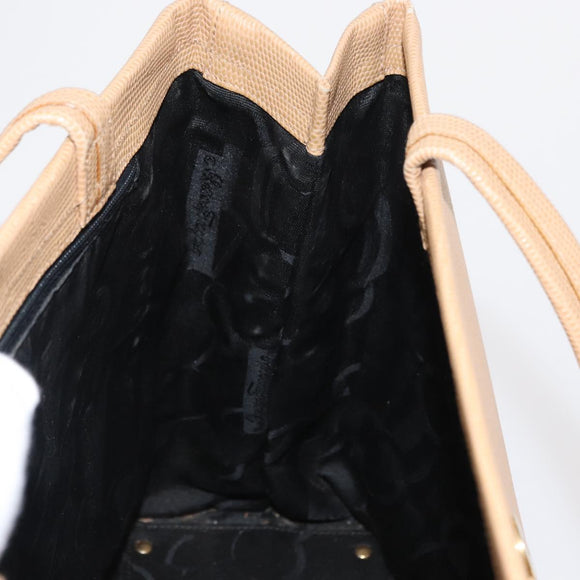Salvatore Ferragamo Vala Tote Bag Leather Beige Gold Auth ka1447