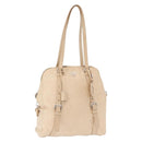 PRADA Tote Bag Leather Beige Silver Auth ka1448-1