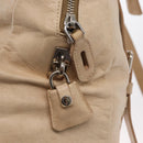 PRADA Tote Bag Leather Beige Silver Auth ka1448-14