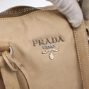 PRADA Tote Bag Leather Beige Silver Auth ka1448-16