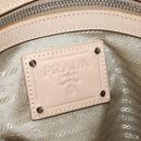 PRADA Tote Bag Leather Beige Silver Auth ka1448-18