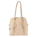 PRADA Tote Bag Leather Beige Silver Auth ka1448-2