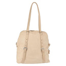 PRADA Tote Bag Leather Beige Silver Auth ka1448-3