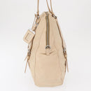PRADA Tote Bag Leather Beige Silver Auth ka1448-4