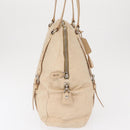 PRADA Tote Bag Leather Beige Silver Auth ka1448-5