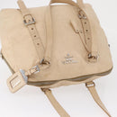 PRADA Tote Bag Leather Beige Silver Auth ka1448-6