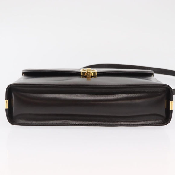 Christian Dior Hand Bag Leather 2way Black Gold Auth ka1452