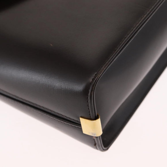 Christian Dior Hand Bag Leather 2way Black Gold Auth ka1452