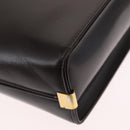 Christian Dior Hand Bag Leather 2way Black Gold Auth ka1452-14