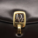 Christian Dior Hand Bag Leather 2way Black Gold Auth ka1452-16