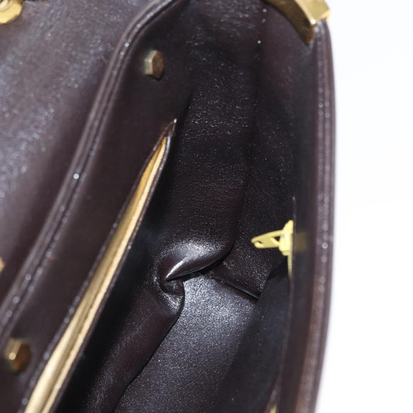 Christian Dior Hand Bag Leather 2way Black Gold Auth ka1452