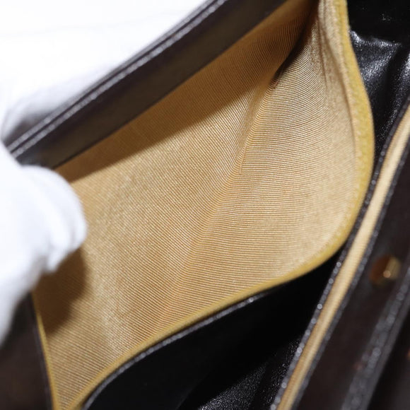 Christian Dior Hand Bag Leather 2way Black Gold Auth ka1452