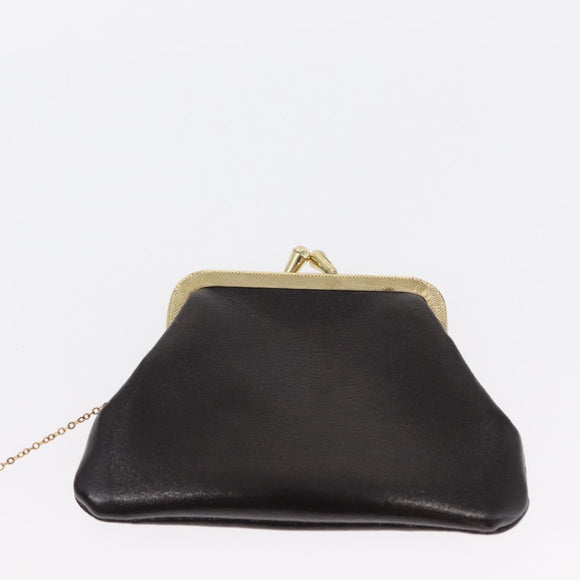 Christian Dior Hand Bag Leather 2way Black Gold Auth ka1452