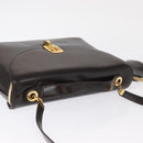 Christian Dior Hand Bag Leather 2way Black Gold Auth ka1452-6