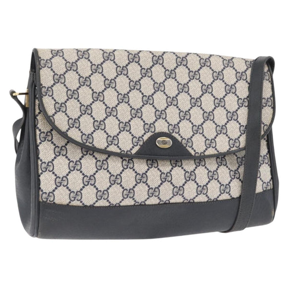 GUCCI GG Supreme Shoulder Bag PVC Navy Gold 116 02 067 Auth ka1454