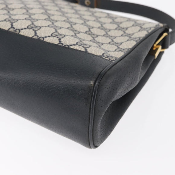 GUCCI GG Supreme Shoulder Bag PVC Navy Gold 116 02 067 Auth ka1454