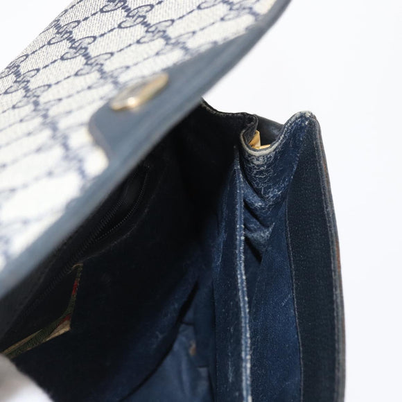GUCCI GG Supreme Shoulder Bag PVC Navy Gold 116 02 067 Auth ka1454