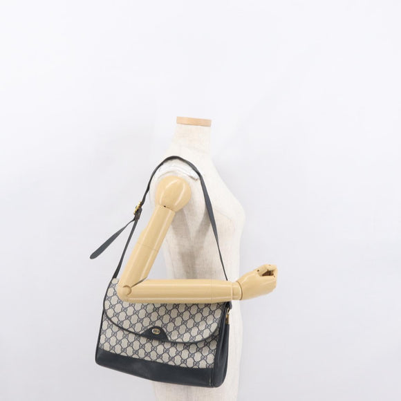 GUCCI GG Supreme Shoulder Bag PVC Navy Gold 116 02 067 Auth ka1454