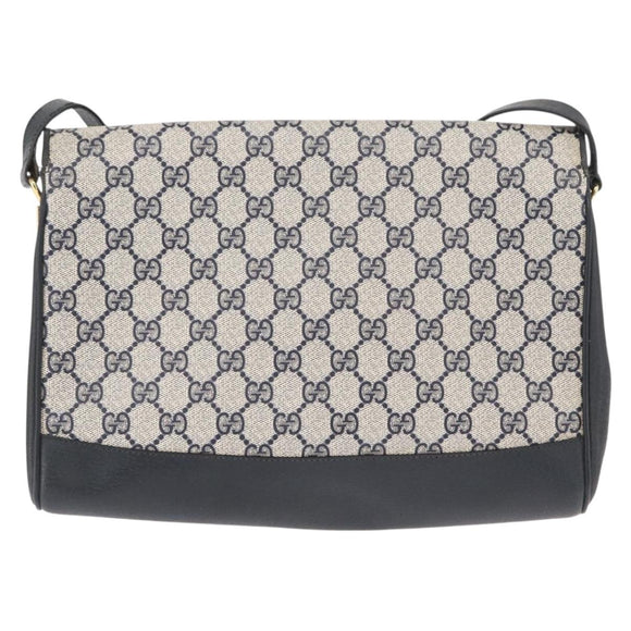 GUCCI GG Supreme Shoulder Bag PVC Navy Gold 116 02 067 Auth ka1454