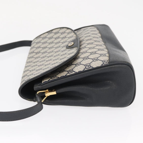 GUCCI GG Supreme Shoulder Bag PVC Navy Gold 116 02 067 Auth ka1454