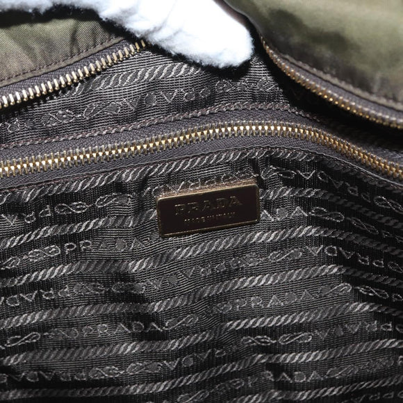 PRADA Tote Bag Nylon Khaki Gold Auth ka1455