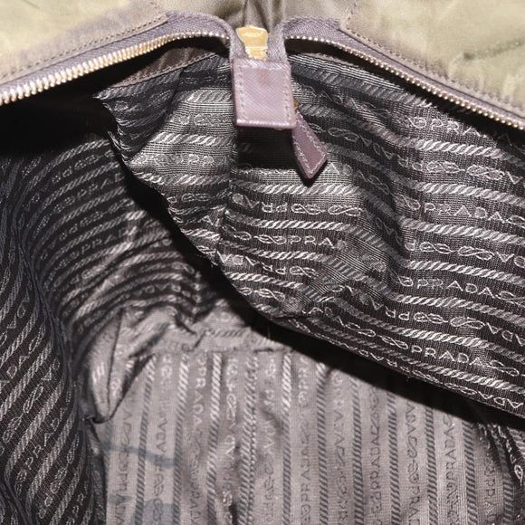 PRADA Tote Bag Nylon Khaki Gold Auth ka1455