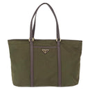 PRADA Tote Bag Nylon Khaki Gold Auth ka1455-13