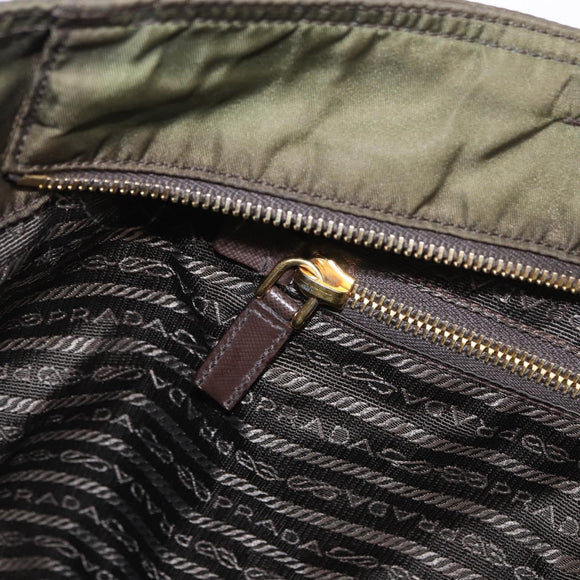 PRADA Tote Bag Nylon Khaki Gold Auth ka1455