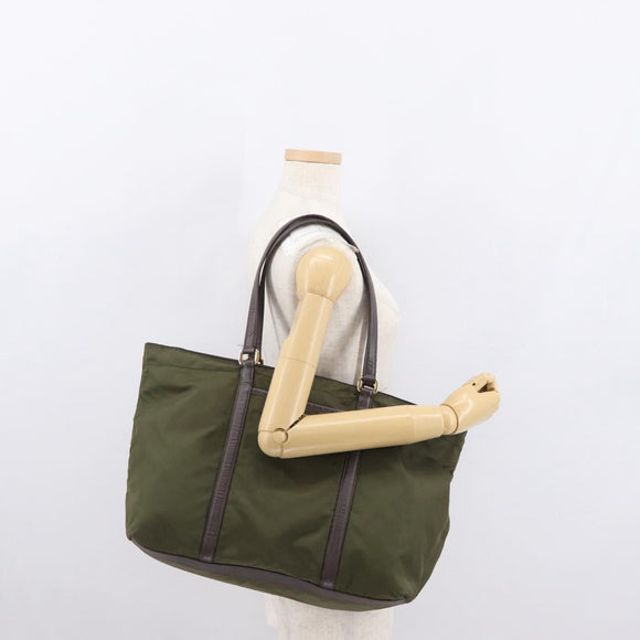 PRADA Tote Bag Nylon Khaki Gold Auth ka1455