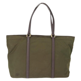 PRADA Tote Bag Nylon Khaki Gold Auth ka1455 - 0