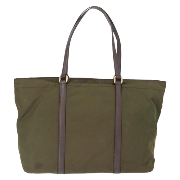 PRADA Tote Bag Nylon Khaki Gold Auth ka1455