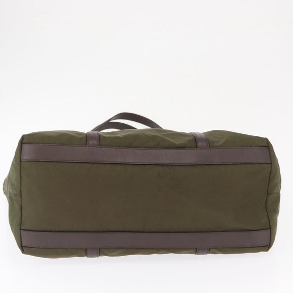 PRADA Tote Bag Nylon Khaki Gold Auth ka1455